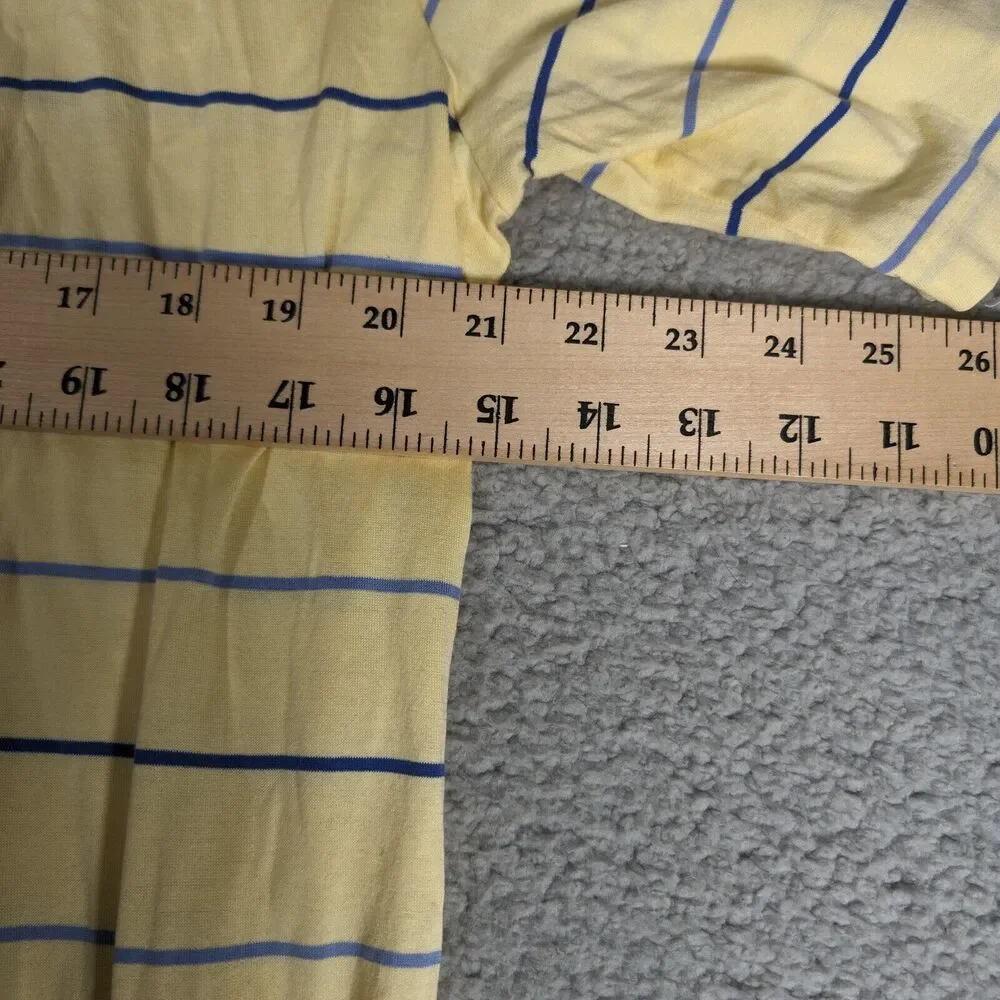 Ralph Lauren Polo Golf Shirt Mens Size L Yellow Blue Stripe Blue Pony Pine Tree